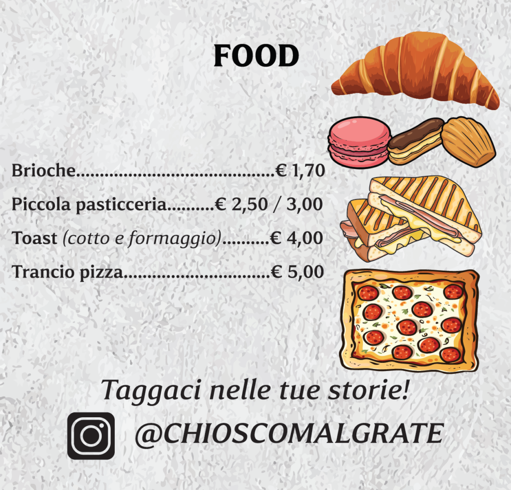 Menu' Food chiosco magrate
